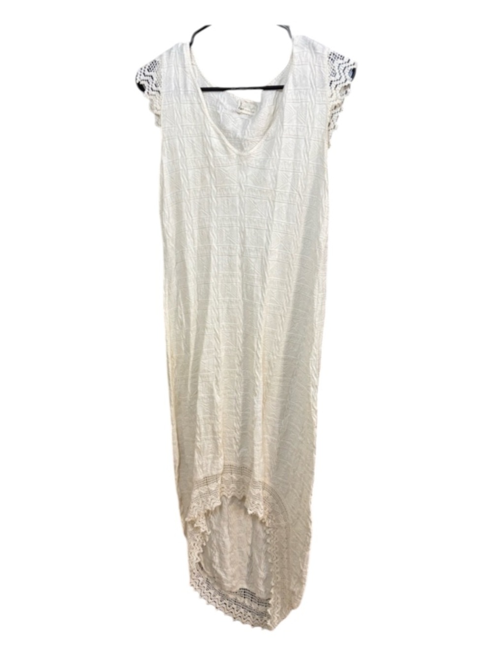 Women's Cream Crochet-Trim High-Low Maxi Dress